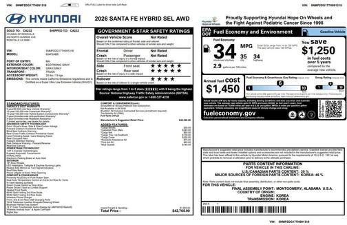 Gray 2026 Hyundai SANTA FE HEV SEL