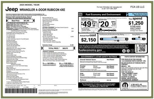Black Clearcoat 2025 Jeep Wrangler 4xe Rubicon