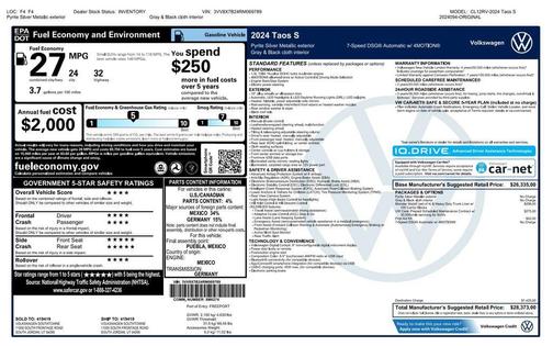 Pyrite Silver Metallic 2024 Volkswagen Taos 1.5T S
