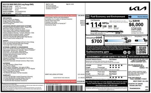 Glacier White Pearl 2025 Kia EV6 Wind