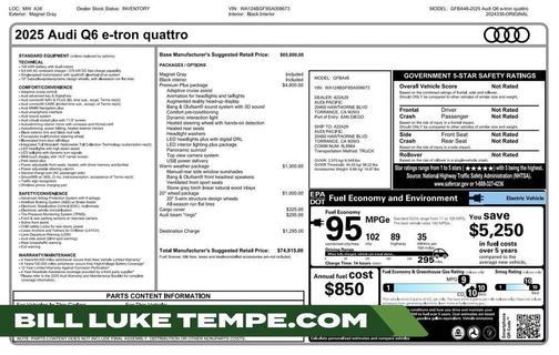 Magnet Gray 2025 Audi Q6 e-tron Premium