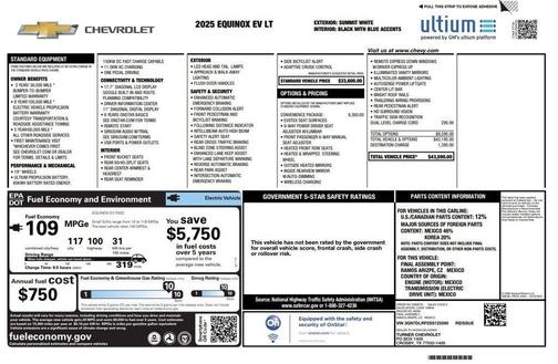 Summit White 2025 Chevrolet Equinox EV LT