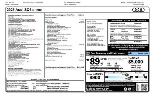 Magnet Gray 2025 Audi SQ6 e-tron Premium