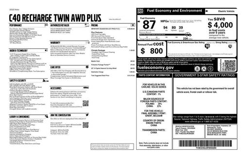 2023 Volvo C40 Recharge Pure Electric Twin Plus