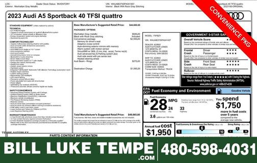 Manhattan Gray Metallic 2023 Audi A5 40 Premium