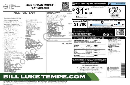 White / Black 2025 Nissan Rogue Platinum