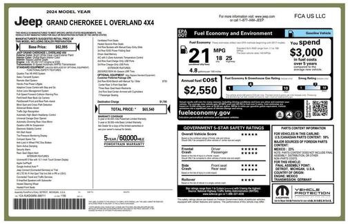 Bright White Clearcoat 2024 Jeep Grand Cherokee L Overland