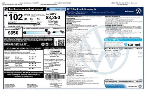 Glacier White / Black Roof 2022 Volkswagen ID.4 Pro S