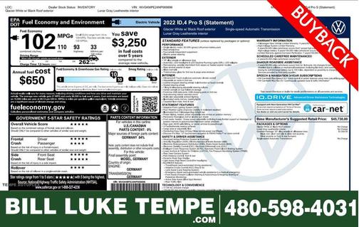 Glacier White / Black Roof 2022 Volkswagen ID.4 Pro S