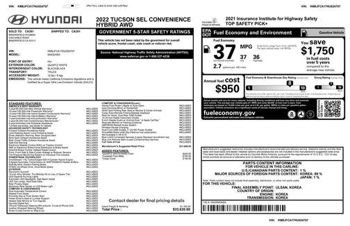 2022 Hyundai TUCSON Hybrid SEL Convenience