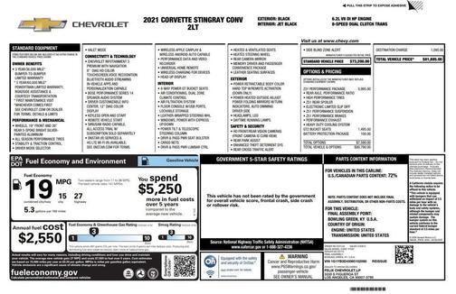 2021 Chevrolet Corvette Stingray w/2LT