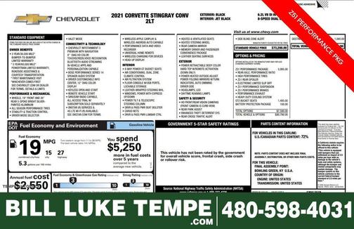 2021 Chevrolet Corvette Stingray w/2LT