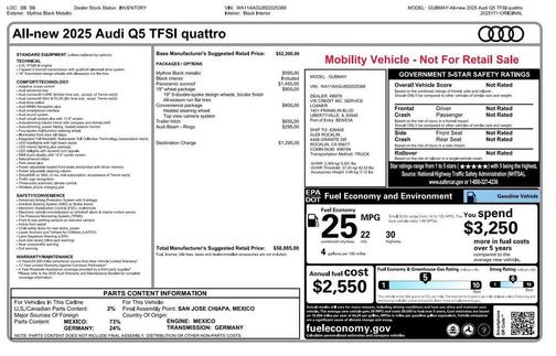 Mythos Black Metallic 2025 Audi Q5 2.0T quattro Premium