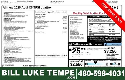 Mythos Black Metallic 2025 Audi Q5 2.0T quattro Premium