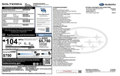 Pearl 2025 Subaru Solterra Premium
