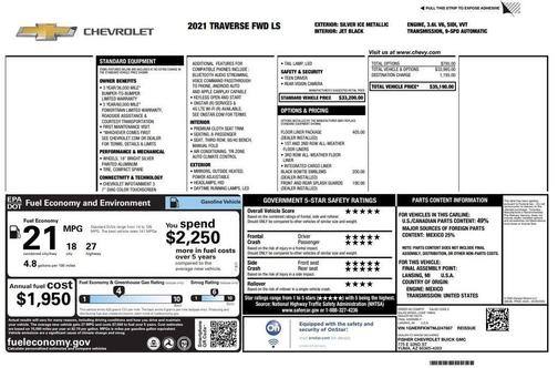 Silver Ice Metallic 2021 Chevrolet Traverse LS