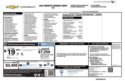 Silver Flare Metallic 2024 Chevrolet Corvette Stingray w/1LT