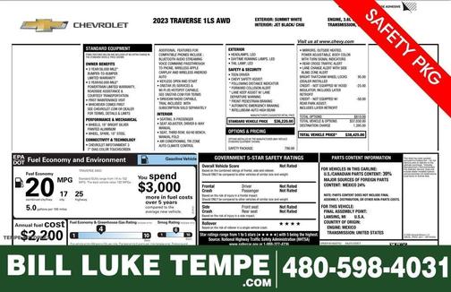 Summit White 2023 Chevrolet Traverse LS