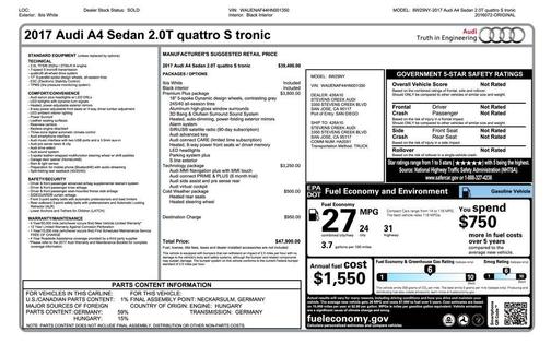 2017 Audi A4 2.0T Premium