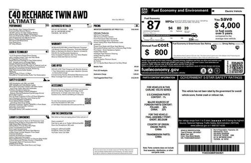 2023 Volvo C40 Recharge Pure Electric Twin Ultimate