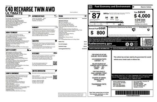 2023 Volvo C40 Recharge Pure Electric Twin Ultimate