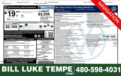 2021 Volkswagen Atlas 3.6 V6 SE w/ Technology