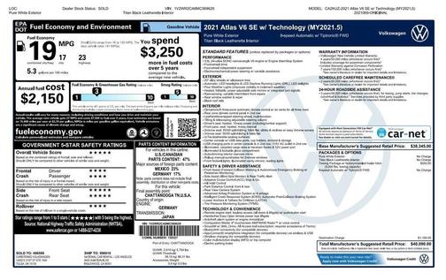 2021 Volkswagen Atlas 3.6 V6 SE w/ Technology