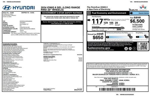 Silver 2024 Hyundai IONIQ 6 SEL