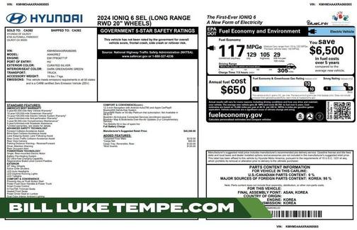 Silver 2024 Hyundai IONIQ 6 SEL