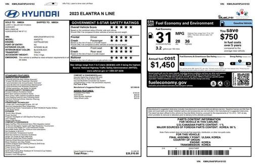 Intense Blue 2023 Hyundai ELANTRA N Line