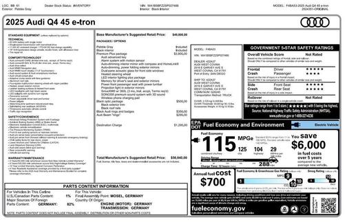 Pebble Gray 2025 Audi Q4 e-tron 45 Premium