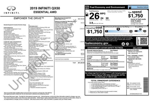 Black Obsidian 2019 INFINITI QX50 ESSENTIAL
