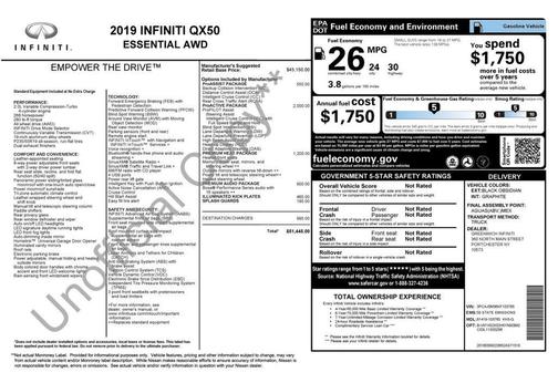 Black Obsidian 2019 INFINITI QX50 ESSENTIAL