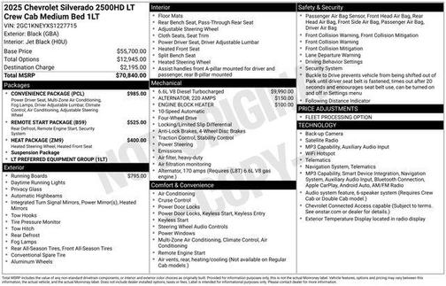 Black 2025 Chevrolet Silverado 2500 LT