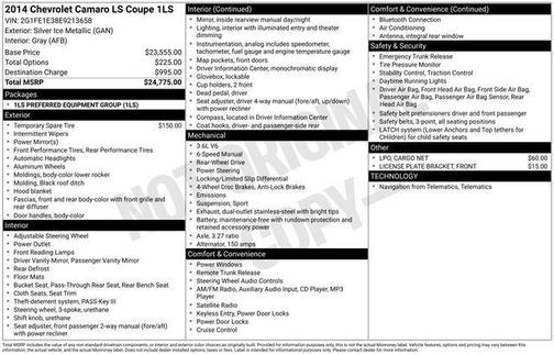 2014 Chevrolet Camaro 1LS