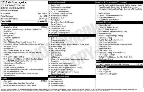 Gravity Gray 2025 Kia Sportage LX