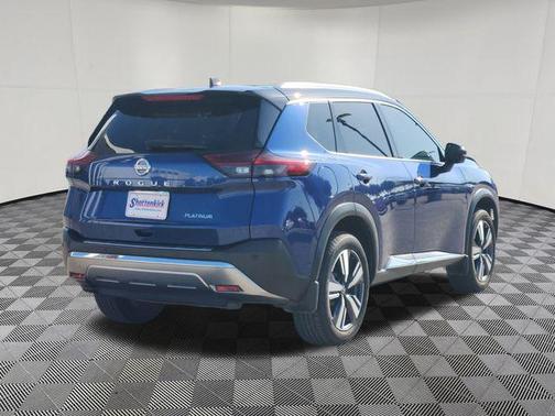 Caspian Blue Metallic/Super Black 2021 Nissan Rogue Platinum