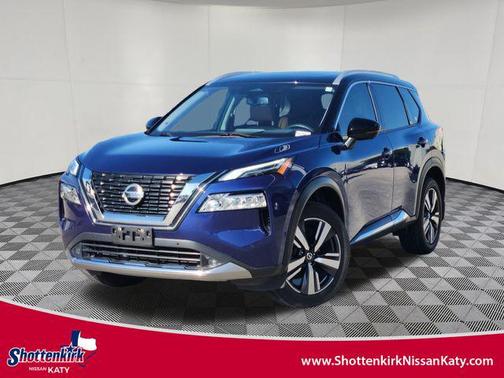 Caspian Blue Metallic/Super Black 2021 Nissan Rogue Platinum