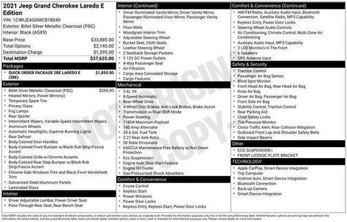 Billet Silver Metallic Clearcoat 2021 Jeep Grand Cherokee Laredo