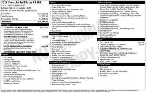 Satin Steel Metallic 2022 Chevrolet Trailblazer RS