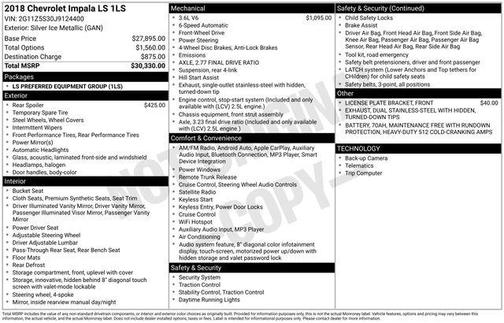 2018 Chevrolet Impala 1LS
