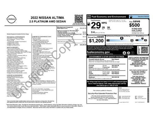 Super Black Clearcoat 2022 Nissan Altima Platinum Intelligent AWD