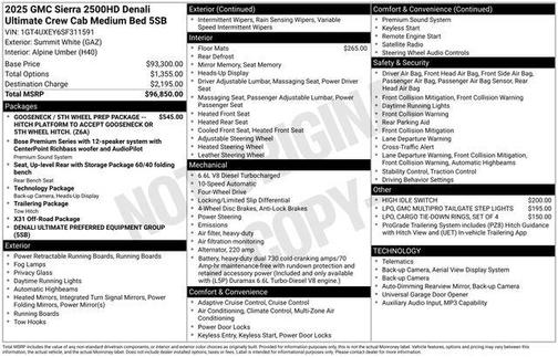 Summit White 2025 GMC Sierra 2500 Denali Ultimate