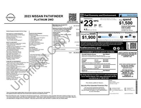 Obsidian Green Pearl 2023 Nissan Pathfinder Platinum FWD