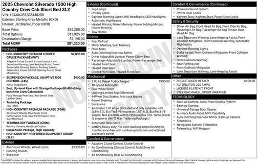 Sterling Gray Metallic 2025 Chevrolet Silverado 1500 High Country