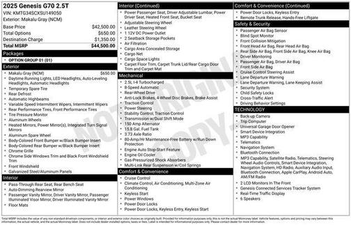Makalu Gray 2025 Genesis G70 2.5T RWD