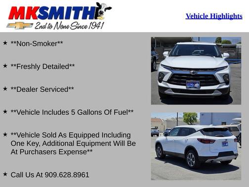 Summit White 2023 Chevrolet Blazer 2LT