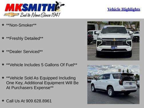 Summit White 2025 Chevrolet Tahoe LT