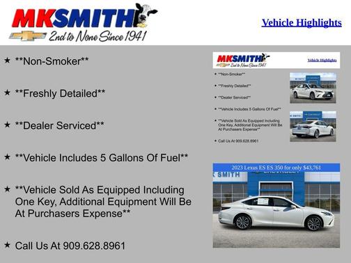 Eminent White Pearl 2023 Lexus ES 350 Base