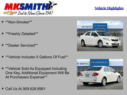 Super White 2009 Toyota Corolla S